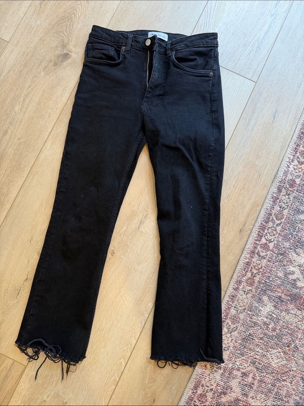 Zara Black Raw Hem Jeans